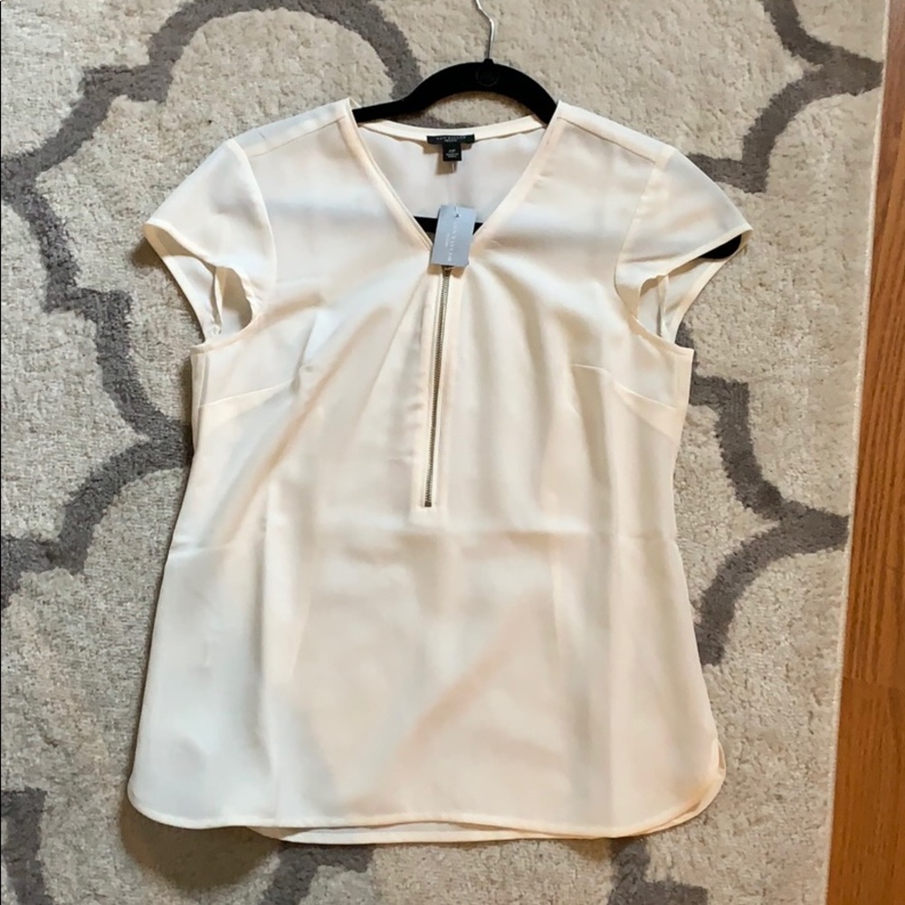 NWT Ann Taylor blouse off white w zipper size 2p
